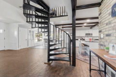 Spiral staircase in Pine Terrace kitchen