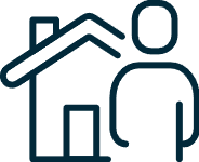 Icon of a manager standing outside a house